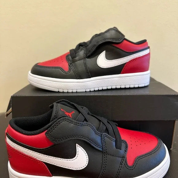 NIB Kids Nike Air Jordan 1 Low ALT - BQ6066 066 BLACK/WHITE/GYM RED - Picture 6 of 7